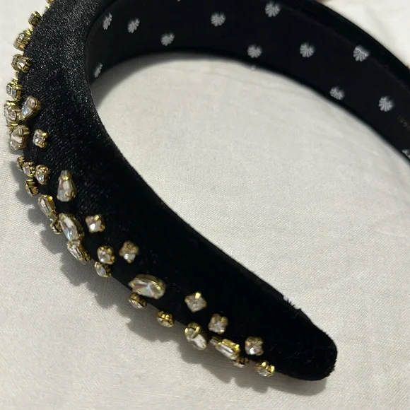 Lele Sadoughi Mixed Shape Crystal Padded Headband Lele Sadoughi Headband, Pick Jet or Off White w/Mixed Gold  main image 2